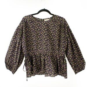 A Bronze Age Louie Acorn Ivy Floral Peasant Blouse Top